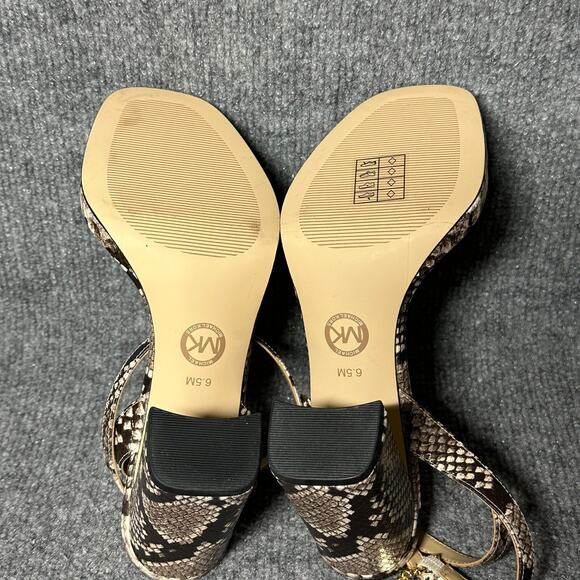 Michael Kors Snake Skin Print Block Heel Ankle Strap Sandals Size 6.5M - Picture 7 of 10